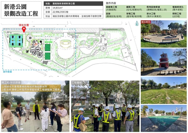 嘉義縣新港公園景觀改造工程 將成為新港人重要的休憩空間