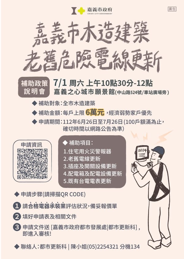 嘉義市區超過6千棟老舊木屋電線藏危機 首創補助電線更新