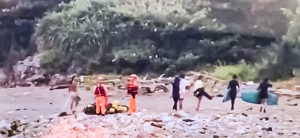 禁制令期間民眾海口沙灘戲水、海巡前往勸離